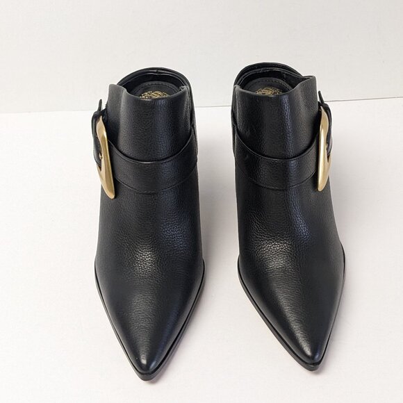 NWOB Vince Camuto Black Ankle Boots with Gold Buckle - Picture 3 of 7